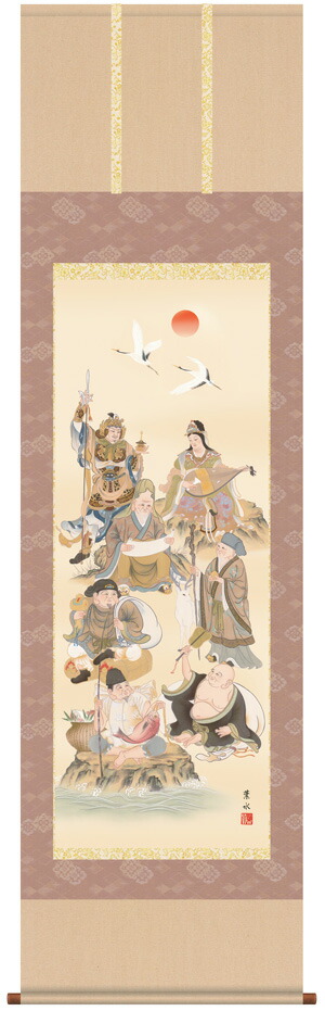 楽天市場】掛け軸／掛軸【慶祝】七福神（緒方 葉水）【送料無料】【代