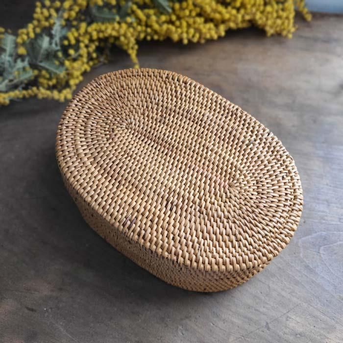 アタ編み・楕円オーバルカゴ・収納ケース | 旅するレトロ雑貨店