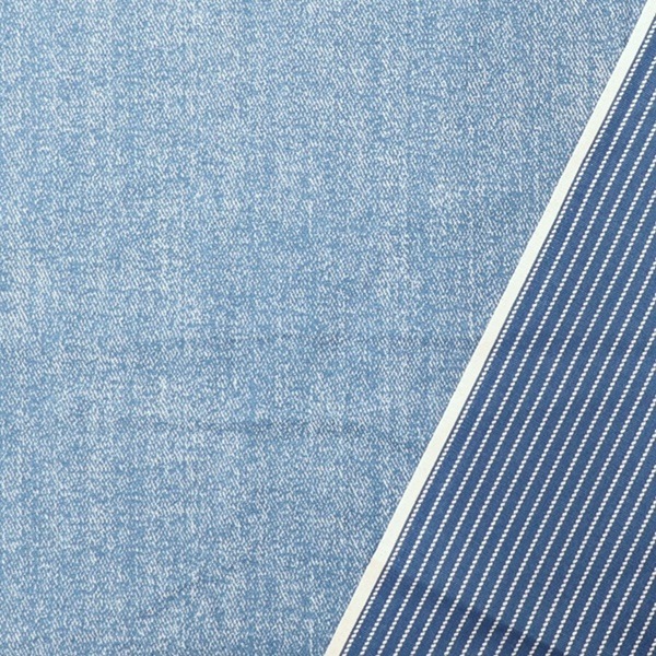 生地 オックスリバープリント デニム調×ストライプ柄 99217-1 | 手芸