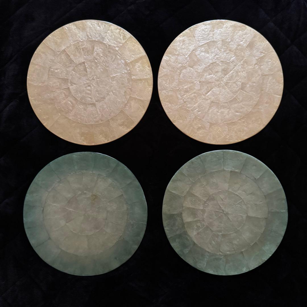KIM SEYBERT 貝 ランチョンマット 4枚セット ニーマンマーカス Round Capiz Placemats, Set of 4