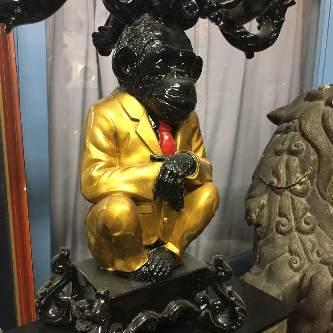 インテリア 置物  キャンドル サル モンキーキャンドルホルダー ゴールド 高さ13.5cm | デコレーション