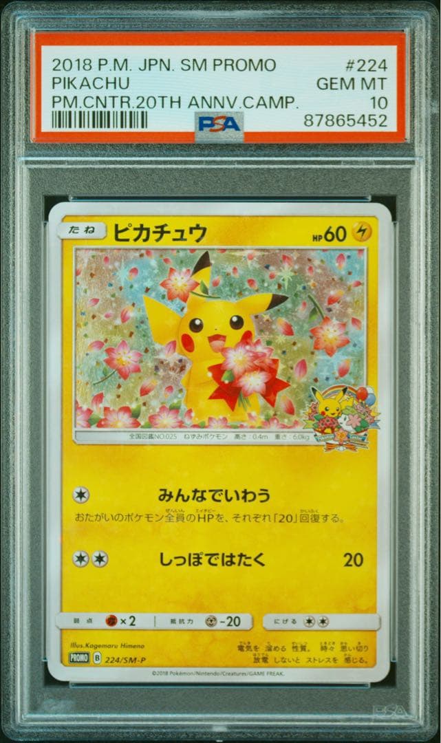 【PSA10】ピカチュウ224/SM-P　20周年　プロモ　みんなでいわう PSA10 みんなでいわう ピカチュウ 224/SM-Pポケモンセンター20周年