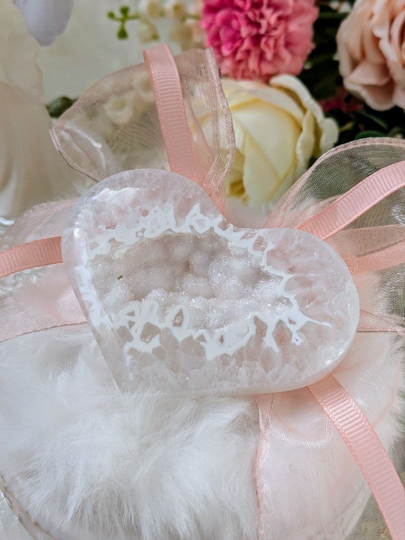 希少　高品質　♡ハート　瑪瑙♡　ホワイト　シュガー　天然石 希少 高品質 ♡ハート 瑪瑙♡ ホワイト シュガー 天然石 - メルカリ