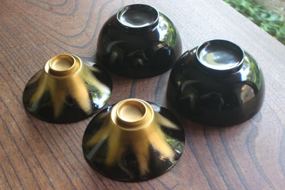 時代逸品！優美な一富士二鷹三茄子蒔絵の映えるお椀2点（検輪島塗蒔絵