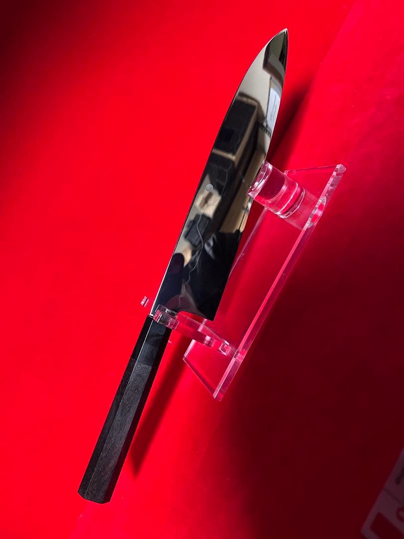 01529 包丁　牛刀　水本焼　富士山満月波紋　白鋼　箱付　未使用品 本焼 牛刀 包丁 富士山＆満月 白一鋼 鏡面仕上 8寸 - shirasagistore.com