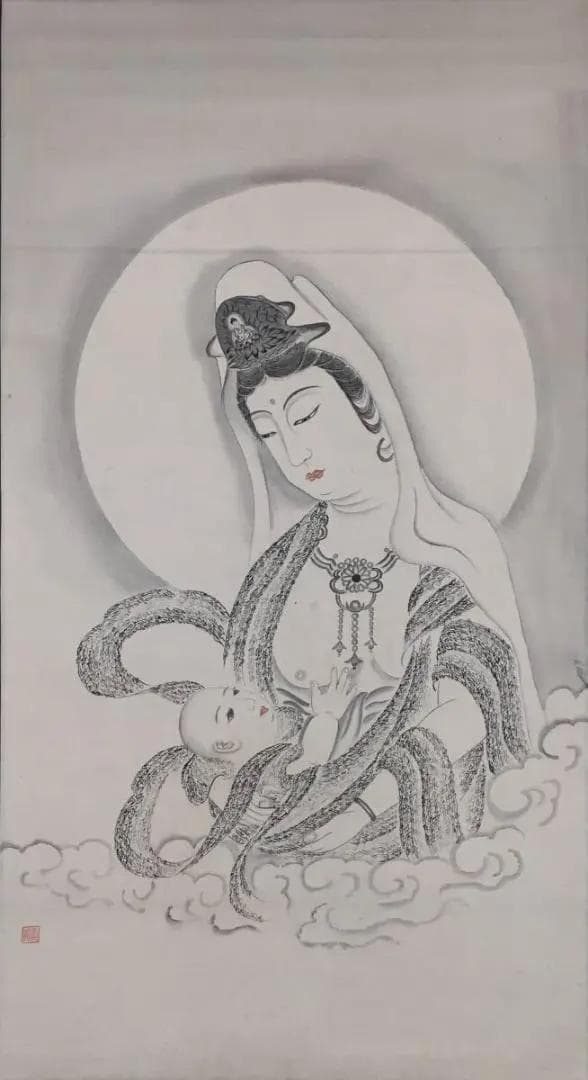 光明会！[山崎弁栄・慈母観音図・絹本]／如来光明会／千葉県柏市 第9回企画展 山崎弁栄 ～鷲野谷が生んだ大正の法然～ | 柏市