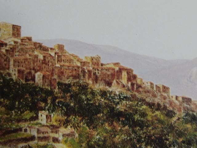 塚越仁慈、【山頂の集落】、希少な画集より、状態良好、新品高級額装付 塚越仁慈、【山頂の集落】、希少な画集より、状態良好、新品高級額装付